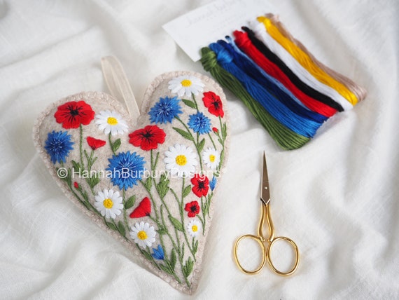 Florence Hanging Heart Embroidery Kit by Hannah Burbury Designs