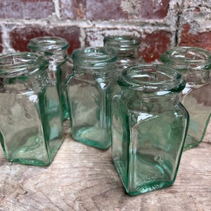 Antique Glass Jars | 1900&#39;s | Hand Crafted Preserve Jars | Unique Aqua Coloured Glass Vase | Edwardian Jam Jar