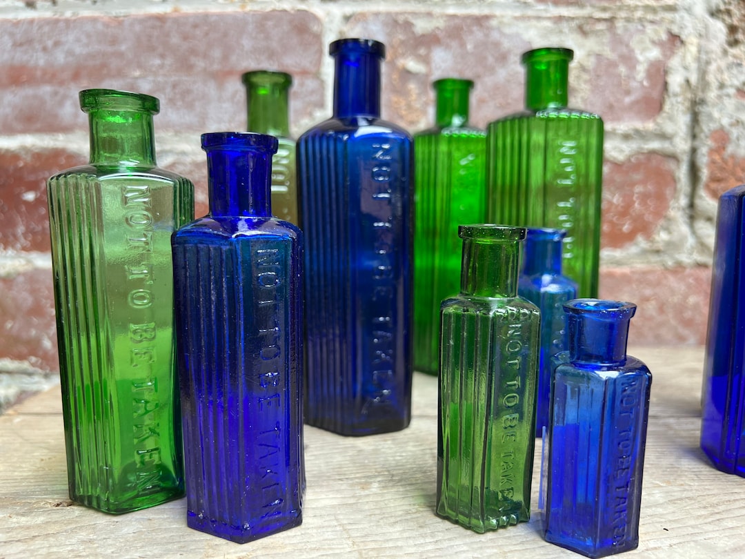 Victorian Poison Bottles 1890's Hexagonal Coloured Etsy UK