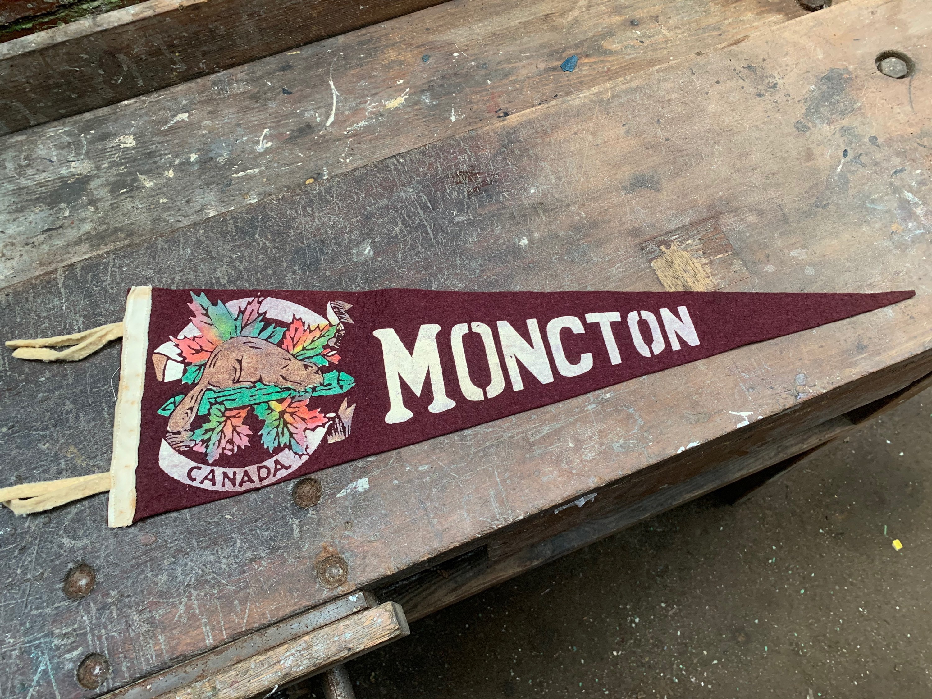 Felt Pennant 1970s Souvenir Flags Moncton Canada Etsy