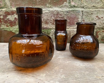 Victorian Bovril Jars | 1900&#39;s | Antique Glass | Hand Crafted Jars | Edwardian