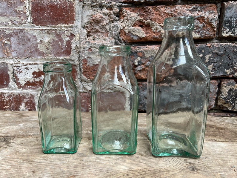 Victorian Glass Milk Bottles 1890's Antique Glass Etsy