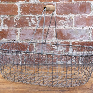 Wire Baskets | Vintage | Flower or Vegetable Baskets with Wooden Handles | Storage | Prop Display