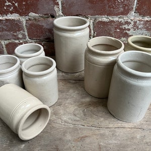 Victorian Stoneware Pots | 1890's | Antique Pottery | Hand Crafted | Edwardian Jars