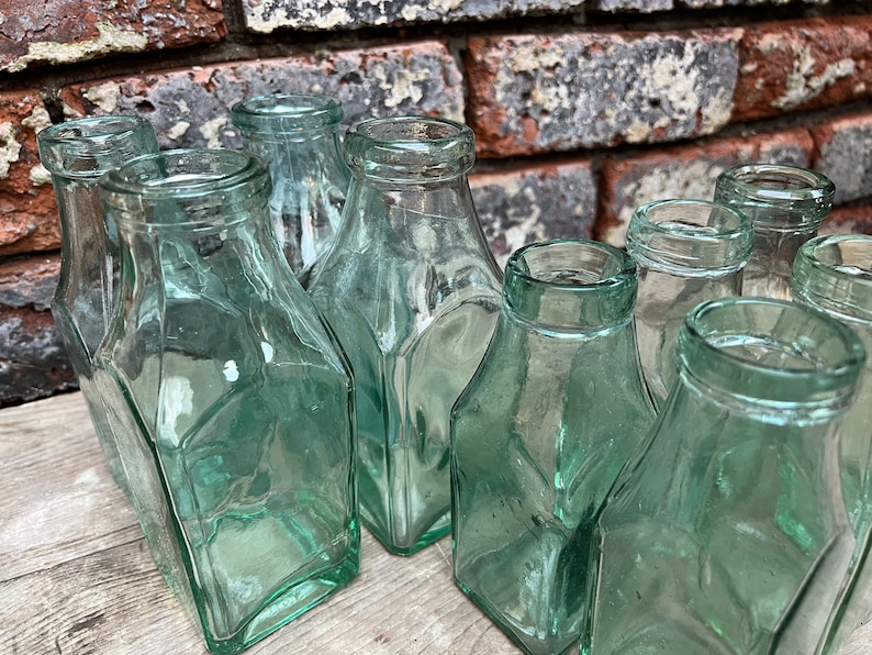 Victorian Glass Milk Bottles 1890's Antique Glass Etsy