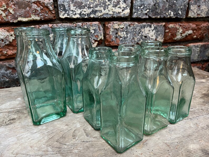 Victorian Glass Milk Bottles 1890's Antique Glass Etsy