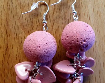 Raspberry Candy Heart Earrings - Handmade Polymer Clay Jewelry