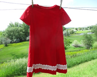 1960's red velvet lined Christmas dress for girls