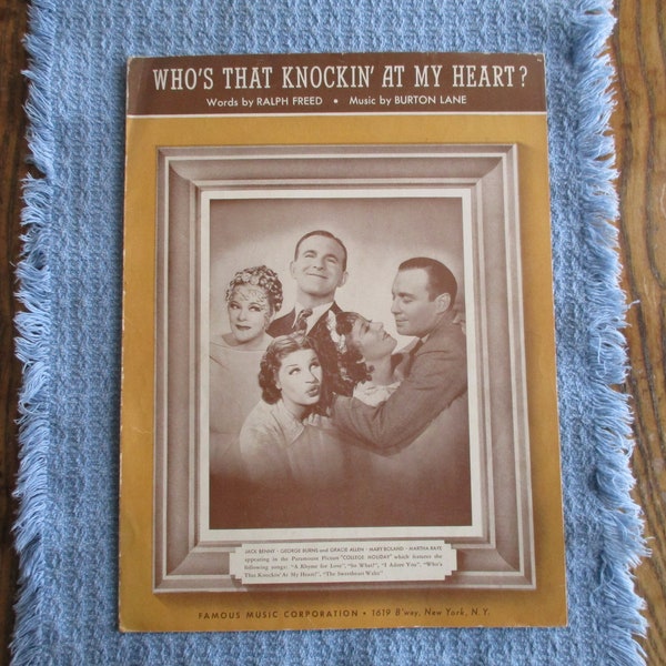 Antique sheet music - Who's That Knockin' At my Heart? from the 1936 movie College Holiday