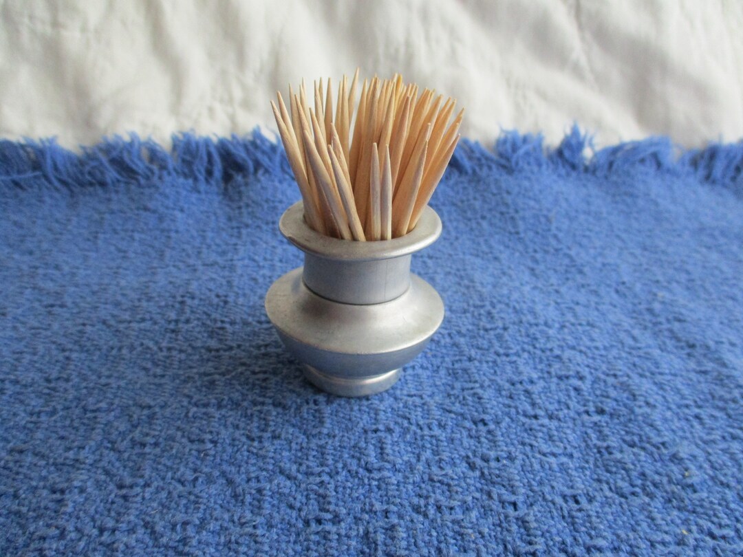 Small Vintage Aluminum Toothpick Holder Spittoonshaped Etsy