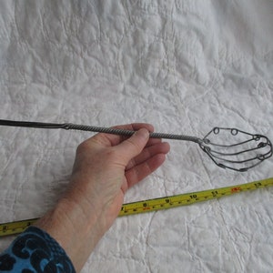 Antique coiled whire metal whisk, dual action - spoon whisk and whisk beater end