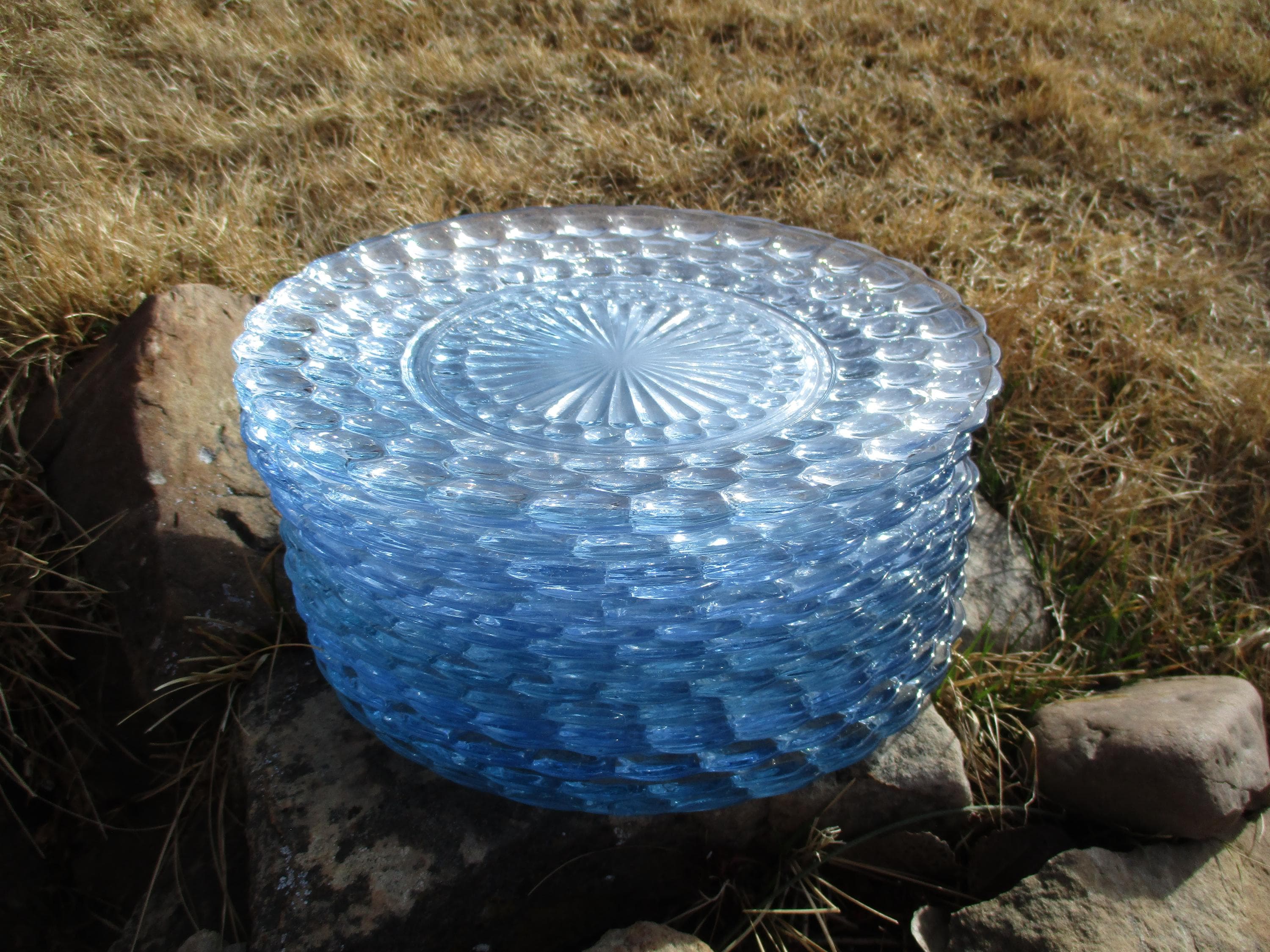 Vintage Clear Blue Plates - Etsy Vintage Clear Blue Plates - Etsy