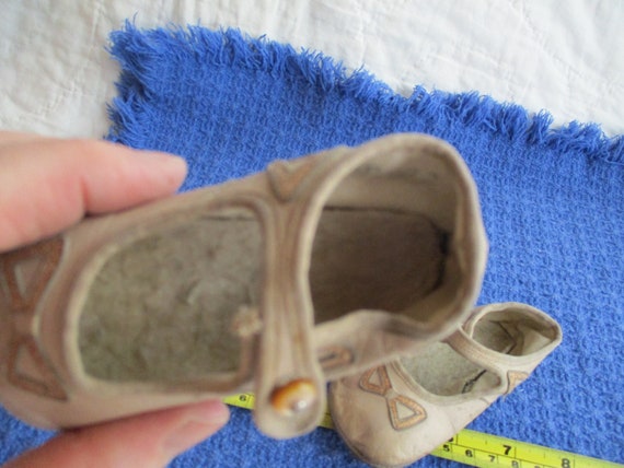 1930's leather Mary Jane toddler shoes, button st… - image 8