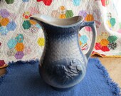 Antique Salt-glazed blue stoneware pitcher