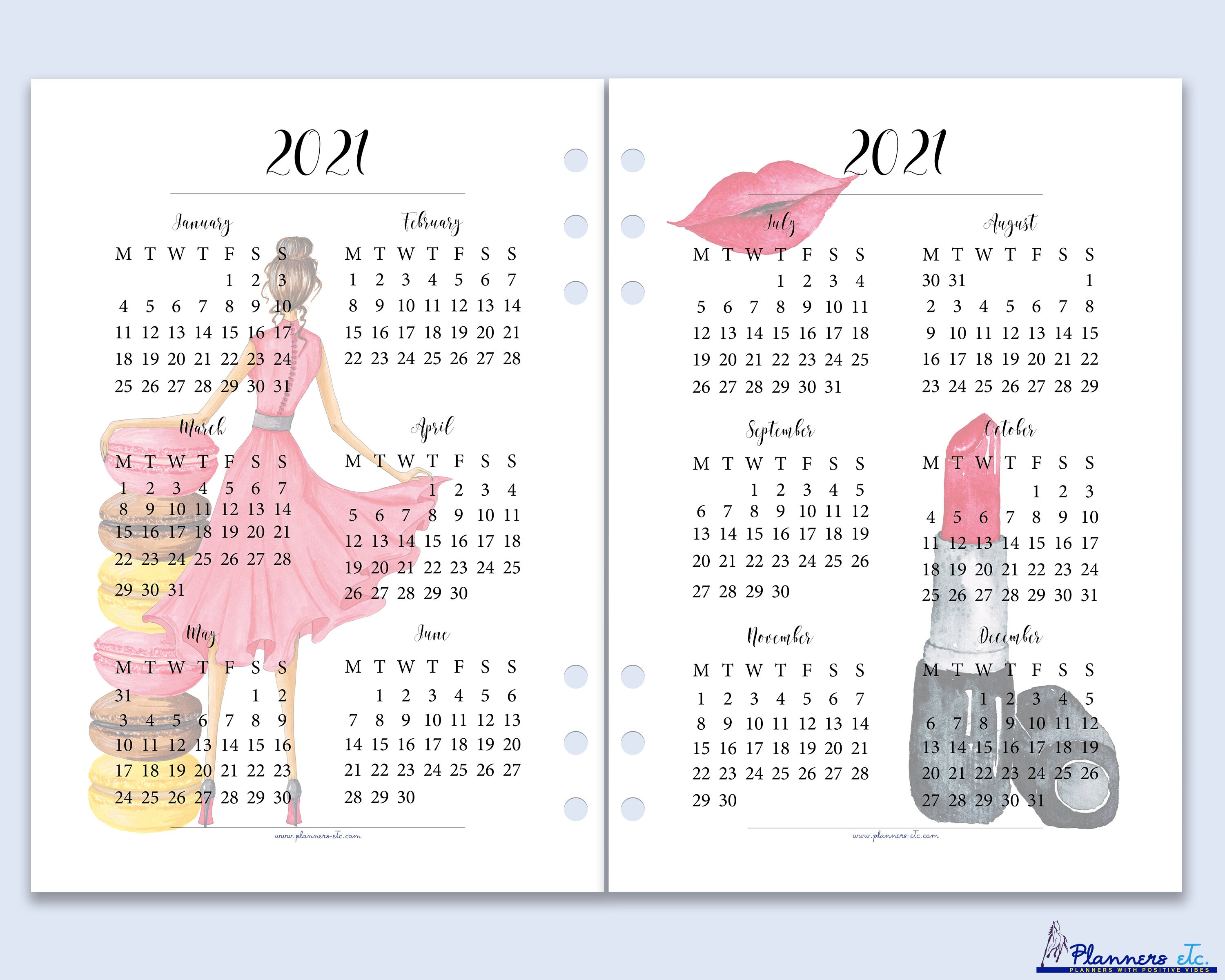 2021 Year at A Glance Printable 2021 Calendar Yearly Planner