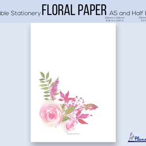 Printable Floral Planner Einlage für A5 und Half Letter Seiten, BK014A5