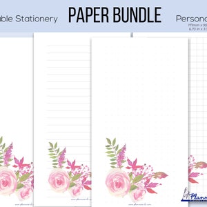 Printable Stationery Bundle, Floral Notes Paper, Printable Paper Pack, Printable Notes Insert, Lined Paper, Dot Grid Paper, Grid, MX019PL
