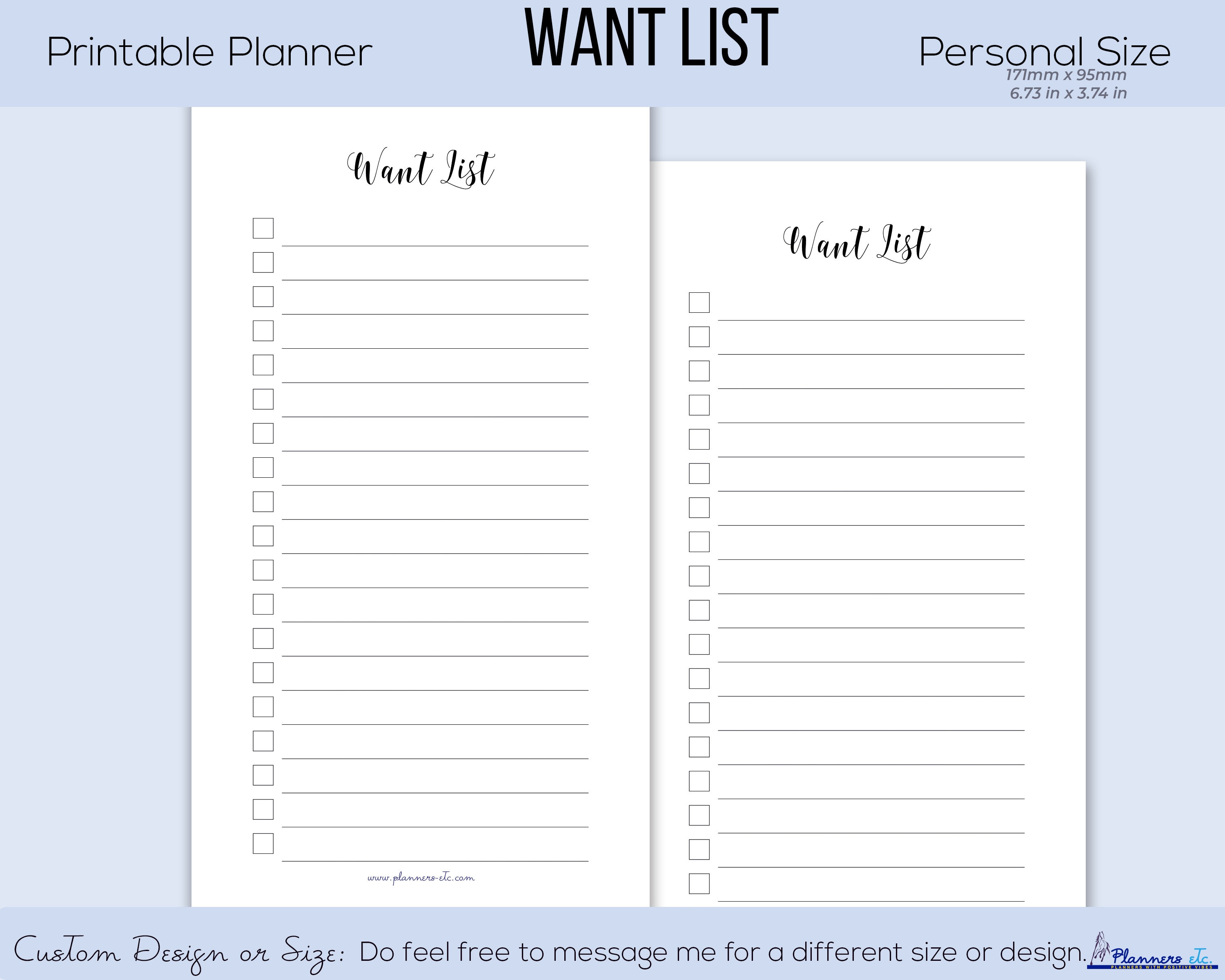 Printable Want List Wish List Shopping List Printable - Etsy