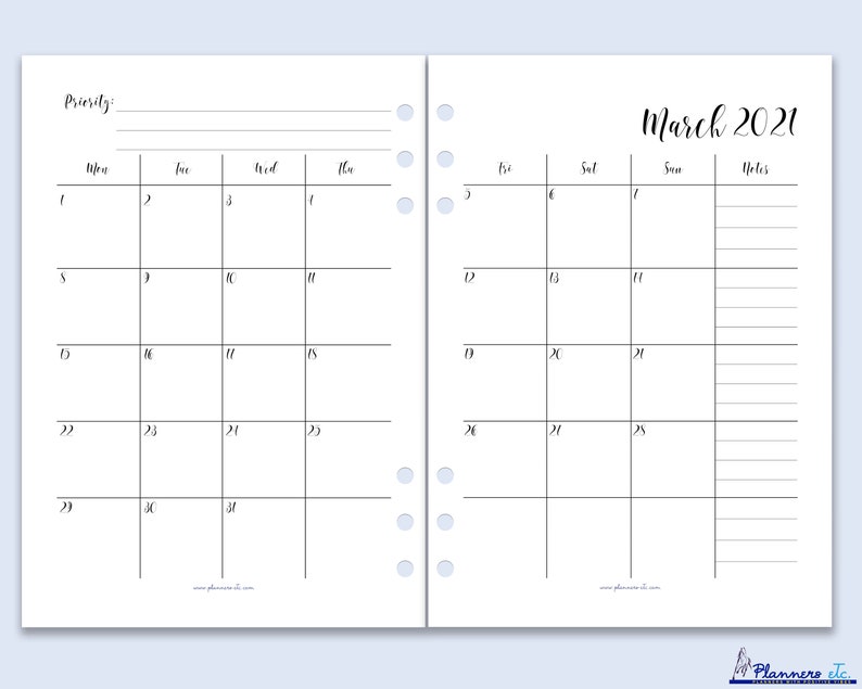 2021 monthly calendar printable month on 2 pages 2021 a5