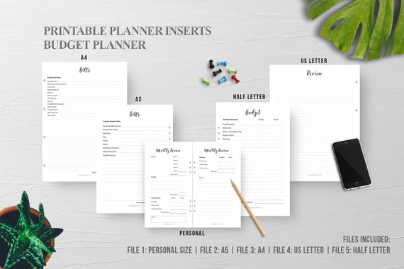 Budget Printable, Monthly Budget Printable, Personal Expenses Planner, Finance Planner, Personal, A5 Agenda, A4, US Letter, Half Letter Size