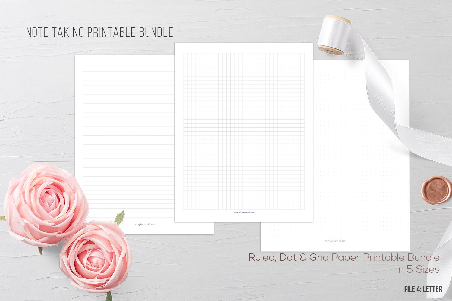 Note Taking Bundle Lined Paper Printable Dot Grid Graph | Etsy