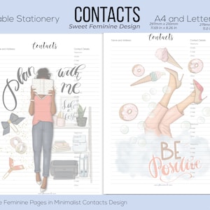 Contacts US Letter and A4 Contacts List