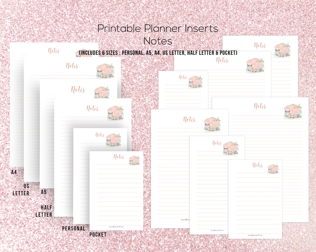 Printable Notes Page, Notes Insert, A5 Inserts, Printable Planner ...