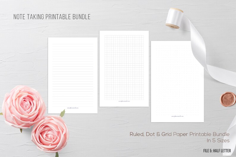Note Taking Bundle Lined Paper Printable Dot Grid Graph | Etsy