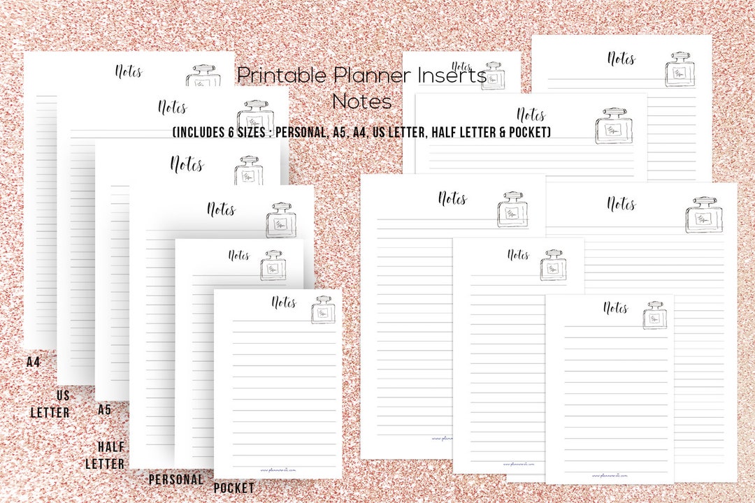 Printable Notes Page, Notes Insert, A5 Notes, Printable Notes, Notes ...