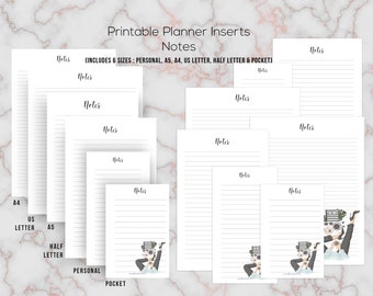 Druckbare linierte Notiz Seiten, Planer Einlagen (PDF Download)