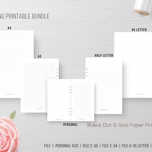 Note Taking Bundle, Lined, Paper Printable, Dot, Grid, Graph, Ruled Paper Set, Dot Grid Printable, Personal, A5, A4, US Letter, Half Letter