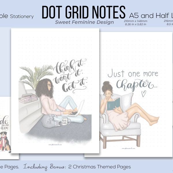 Dotted A5 Printable Stationery, Dot grid Half Letter Planner Journal, Dot Paper Insert, GM Agenda