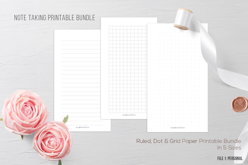 Note Taking Bundle Lined Paper Printable Dot Grid Graph | Etsy