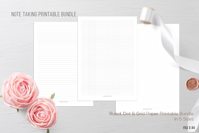Note Taking Bundle Lined Paper Printable Dot Grid Graph | Etsy