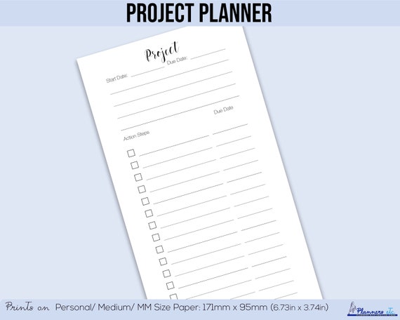 Project Planner Printable Insert
