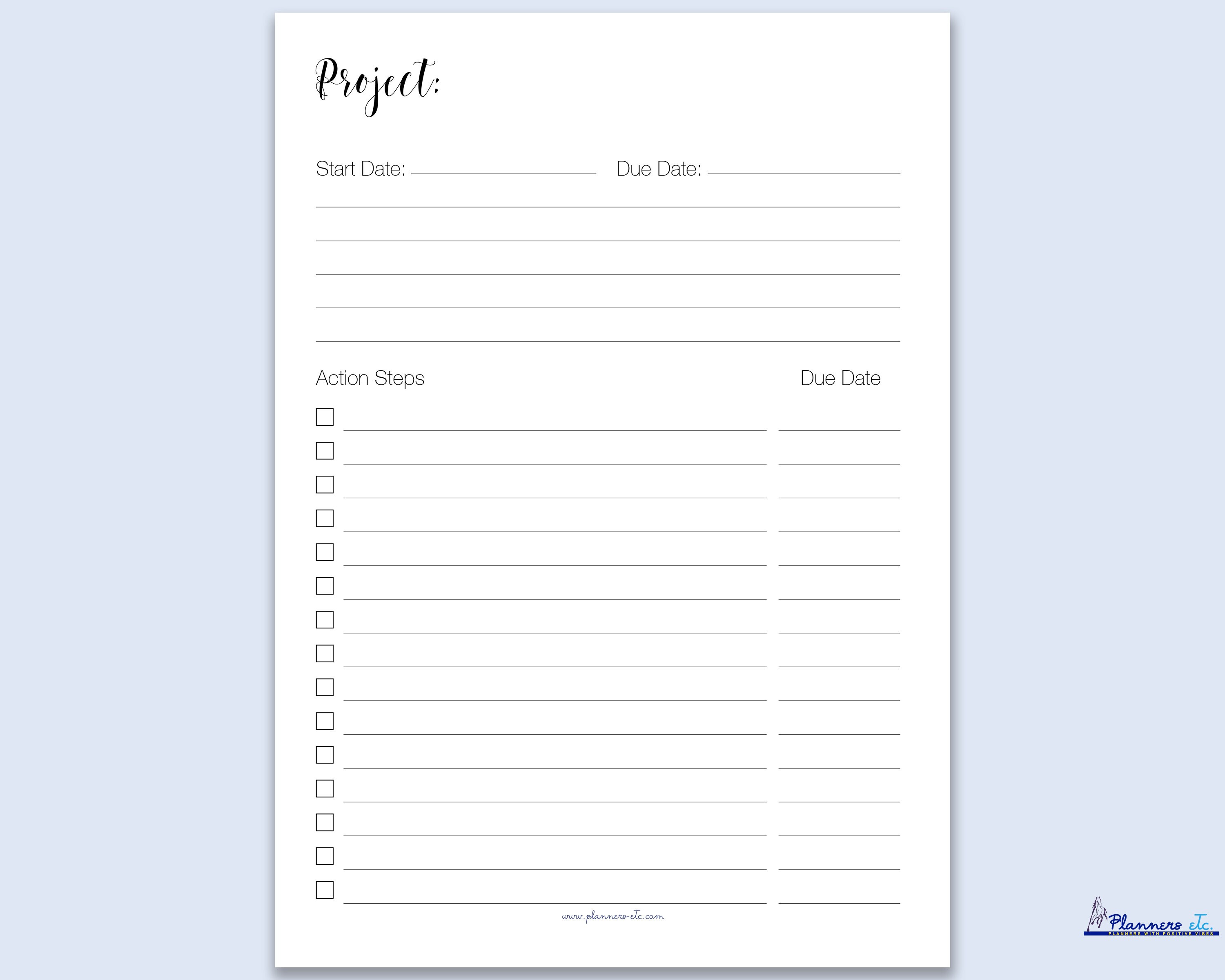 Project Planner Printable Business Planner GTD Work | Etsy