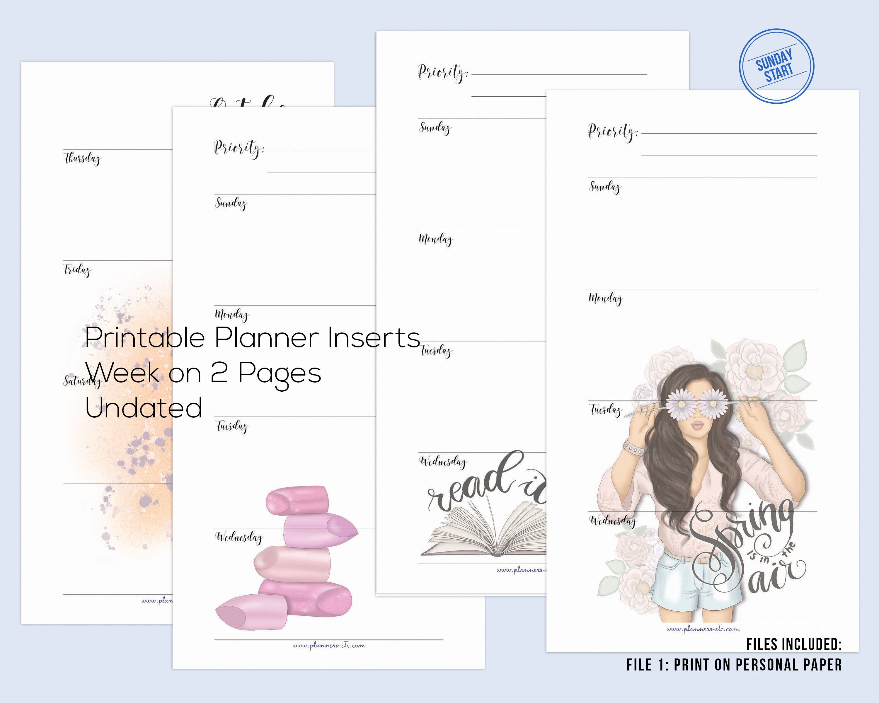 Weekly Planner Printable Week on 2 Pages Printable Planner | Etsy
