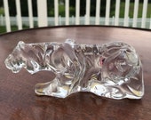 Baccarat Crystal Tiger Figurine Authentic Stamped 1980s Crystal Tiger Paperweight Vintahe Baccarat Authentic Baccarat