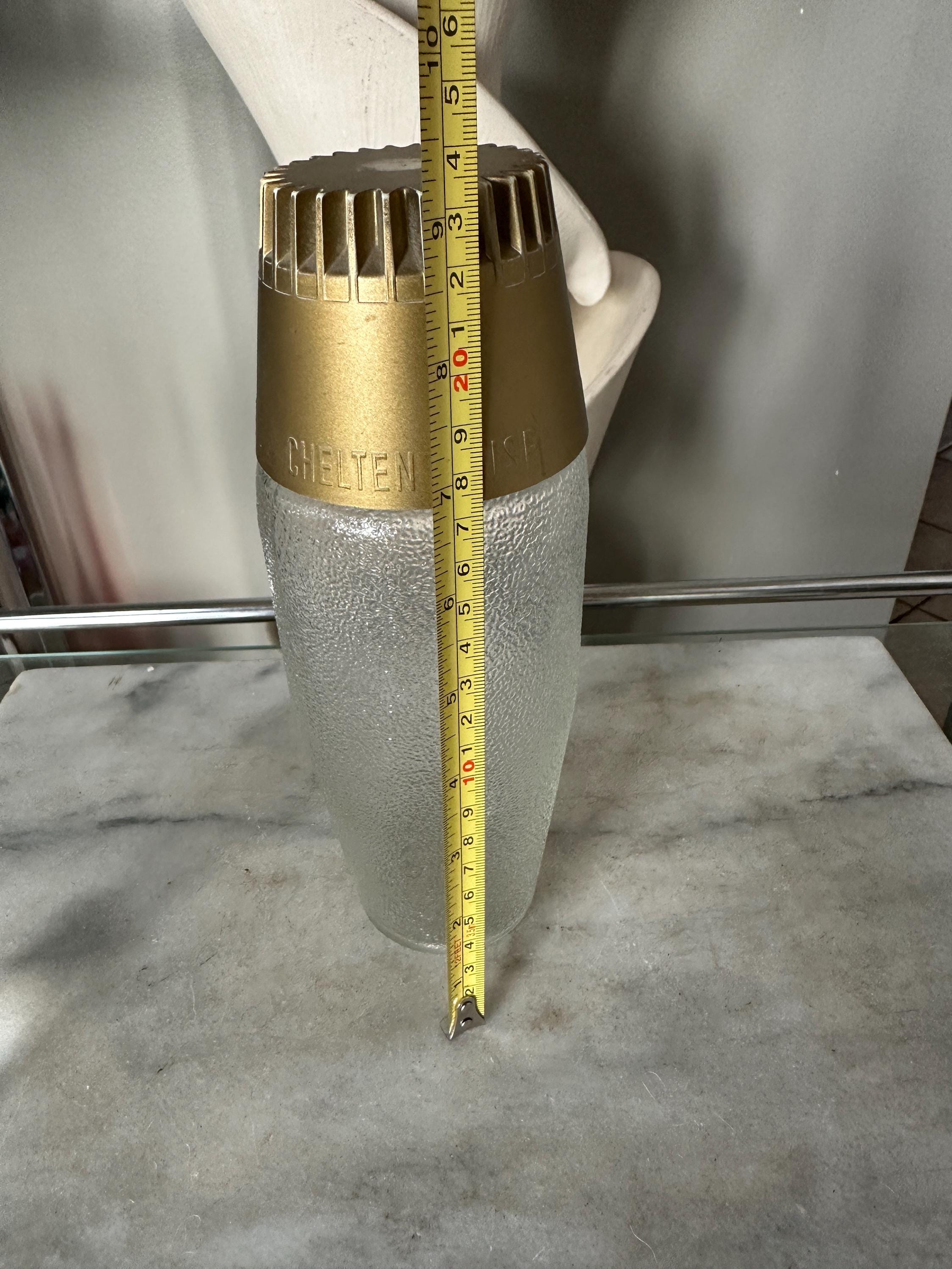 Mid Century Modern Frosted Glass Cocktail Shaker With MCM Shot