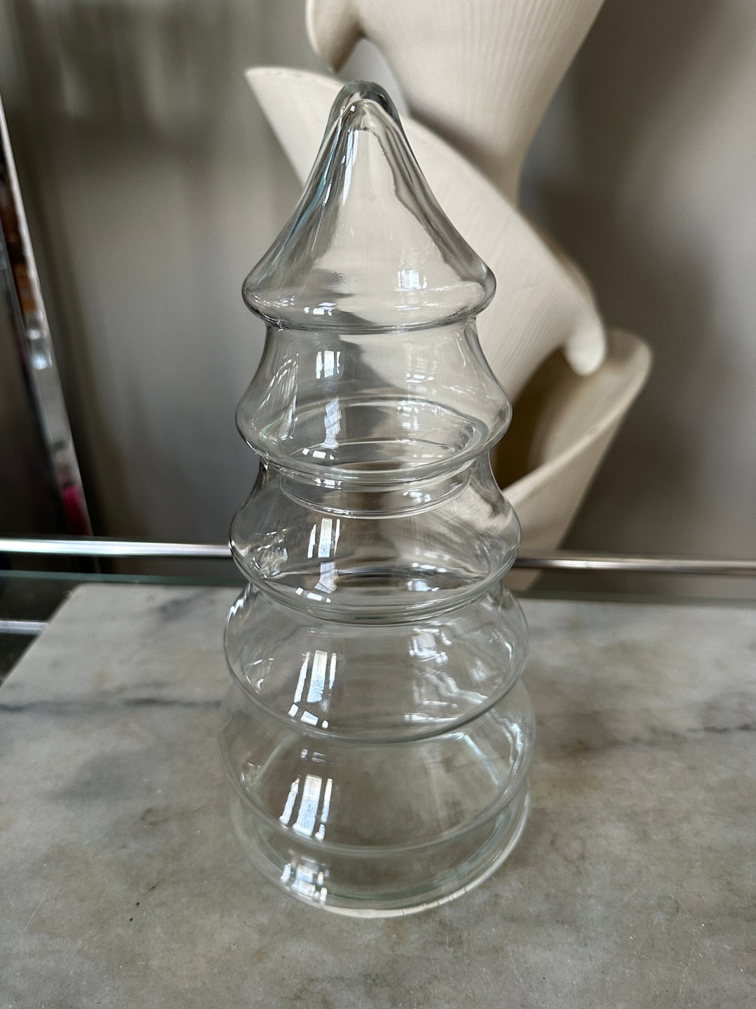 Vintage Libbey Glass Christmas Tree Canister Etsy