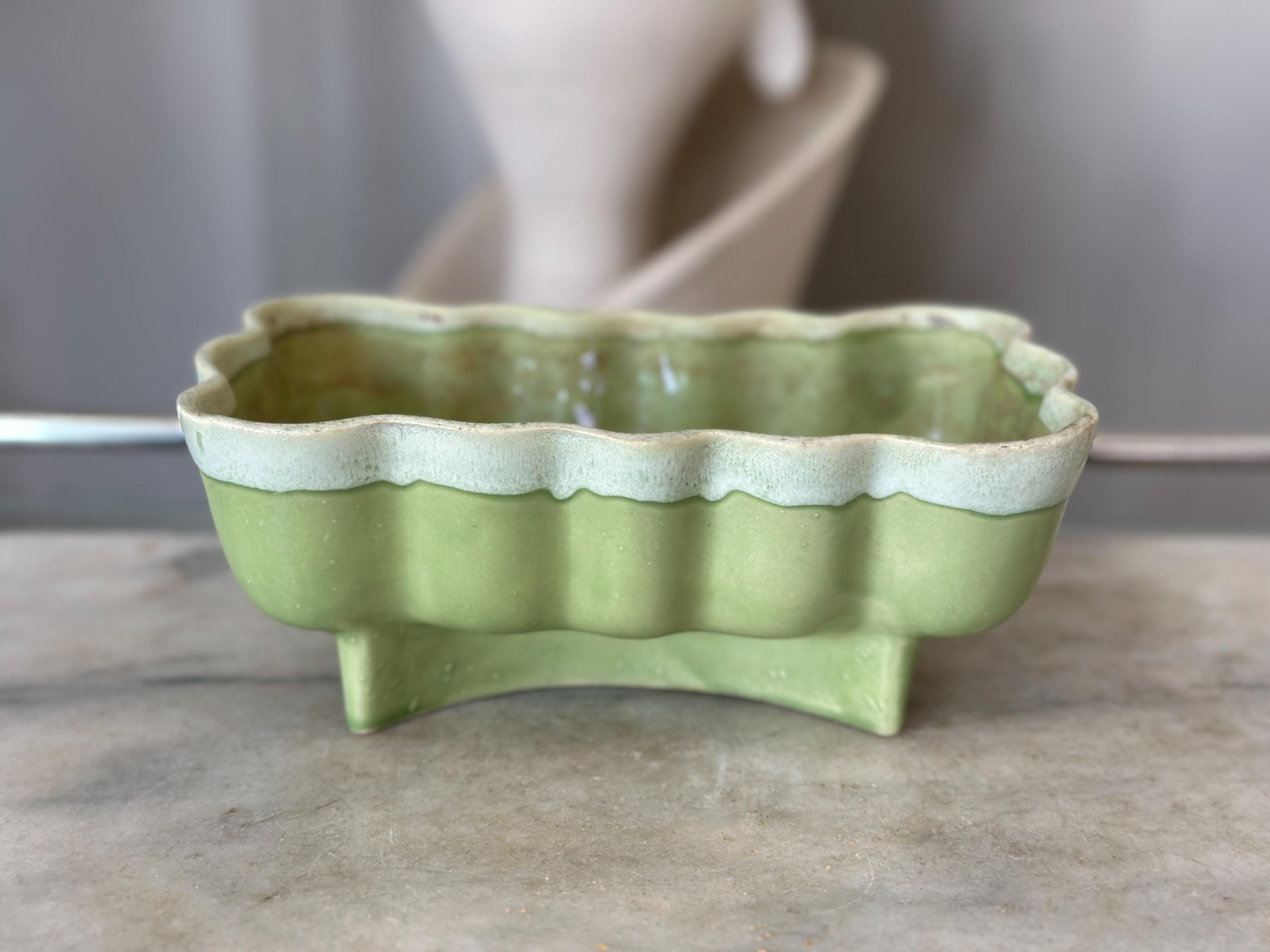 Ed Cookson Vintage Cookson Pottery Green Rectangle Planter – White Drip Glaze (CP ...