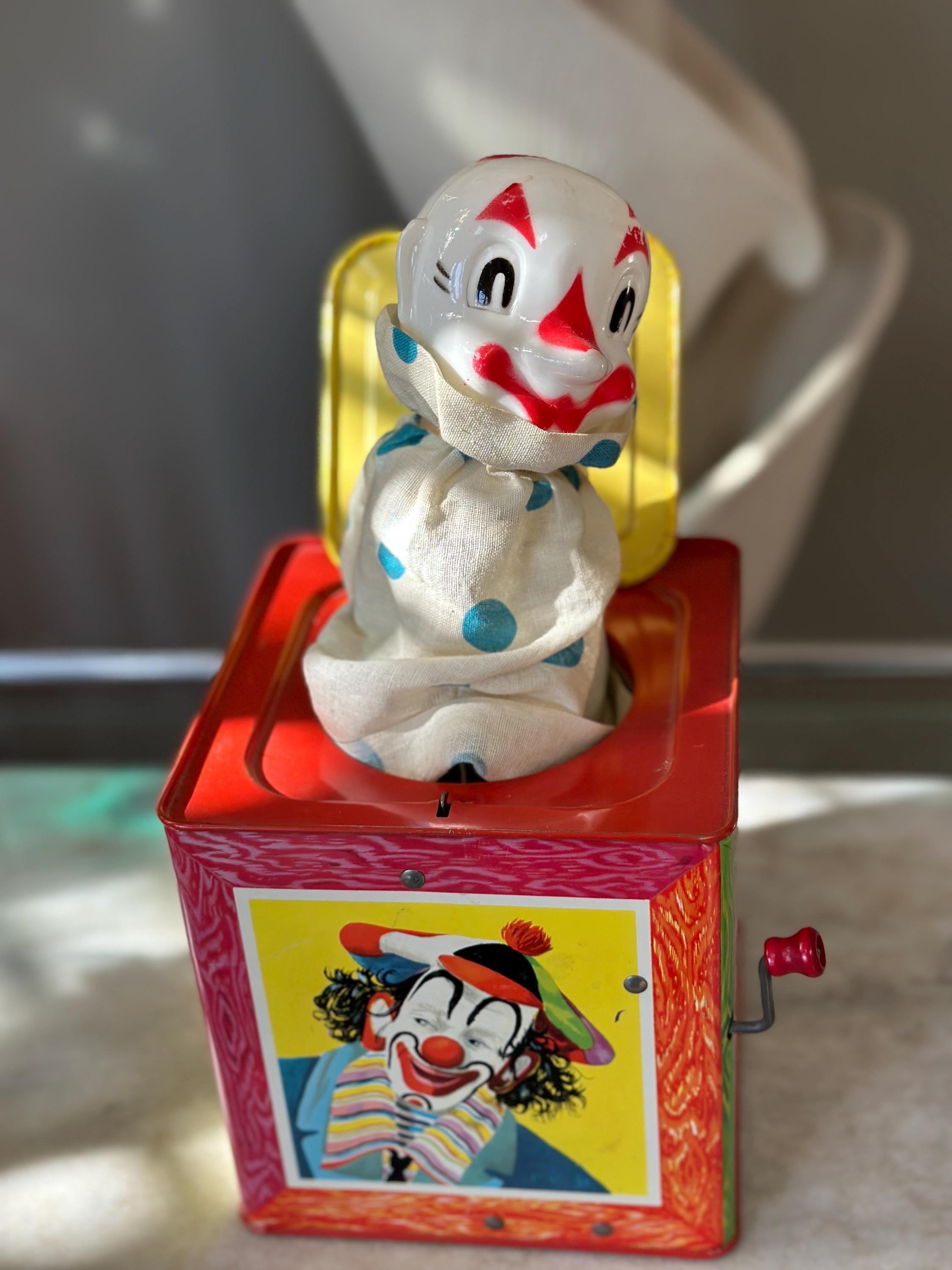 Vintage Mattel Evil Clown Jack-in-the-box - 1953 Metal Toy - Etsy