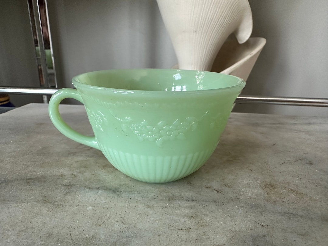 Vintage Anchor Hocking Fire King Jadeite Tea Cup & Saucer Etsy