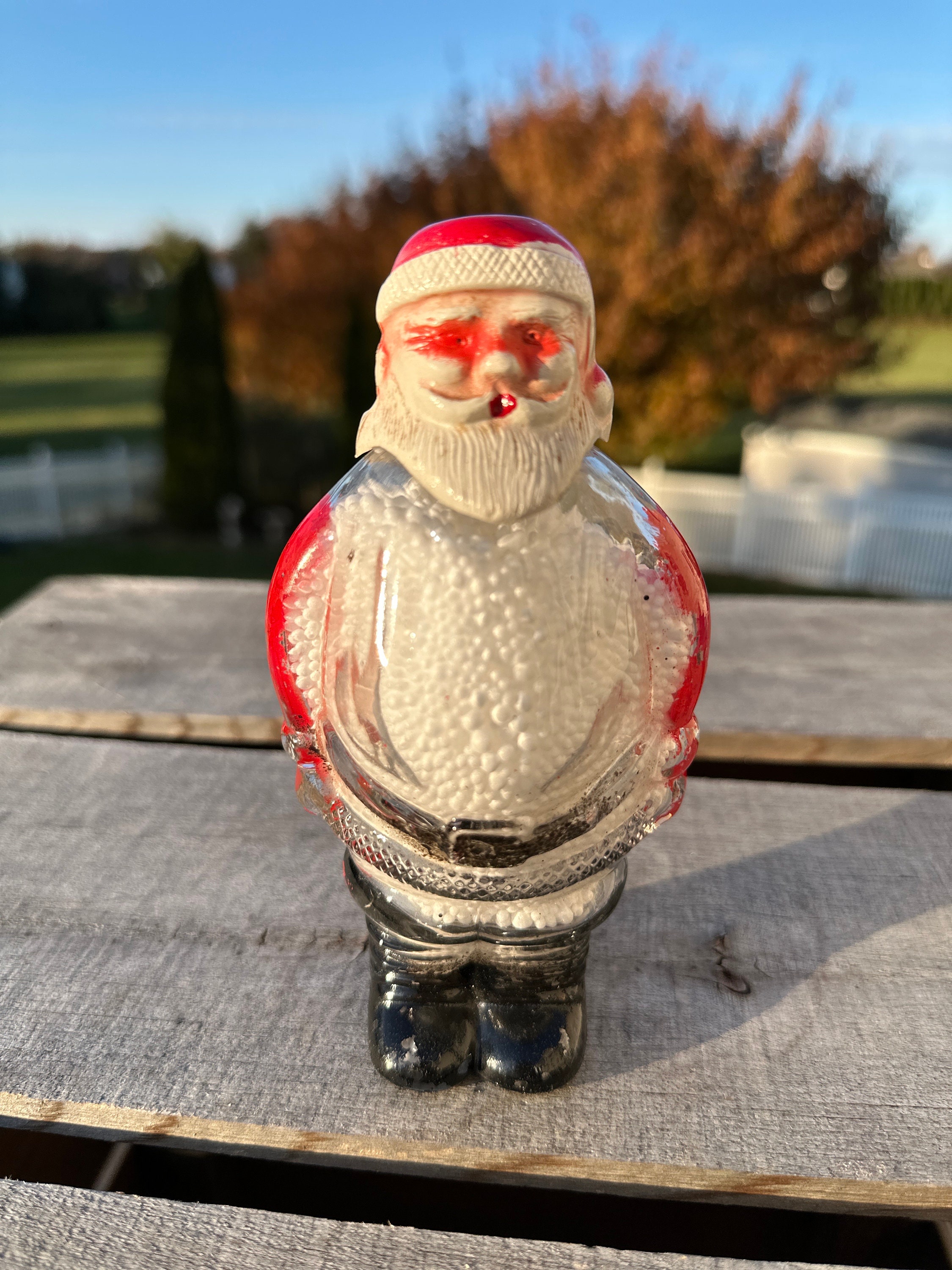 Vintage 40s 50s JH J.H. Millstein Figural Santa Claus Glass