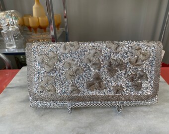silver prom clutch