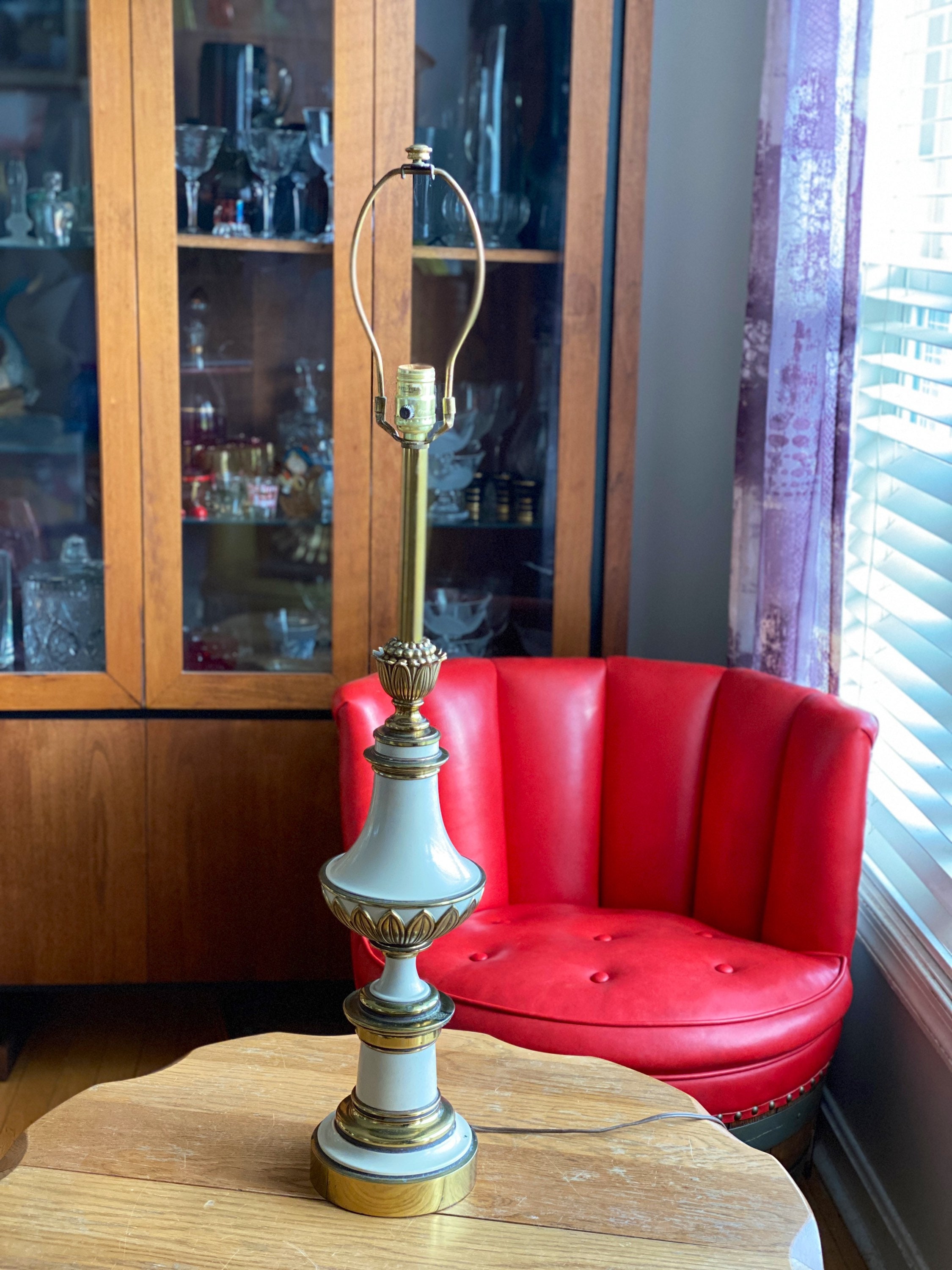 Vintage Stiffel Brass Lamp Solid Metal Mid Century 27 Inch