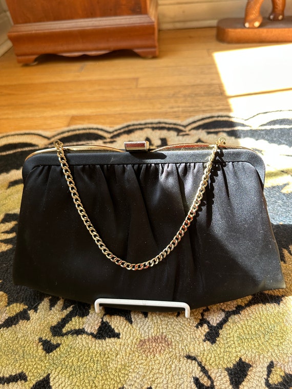 Vintage Ande Black Datin Evening Handbag | Silver… - image 9