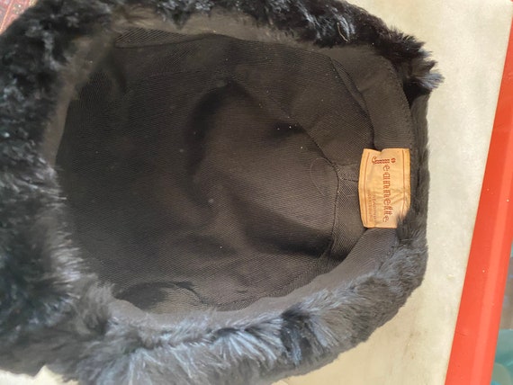 Black Genuine Fur Vintage 1950s Hat | Jeanette Mi… - image 8