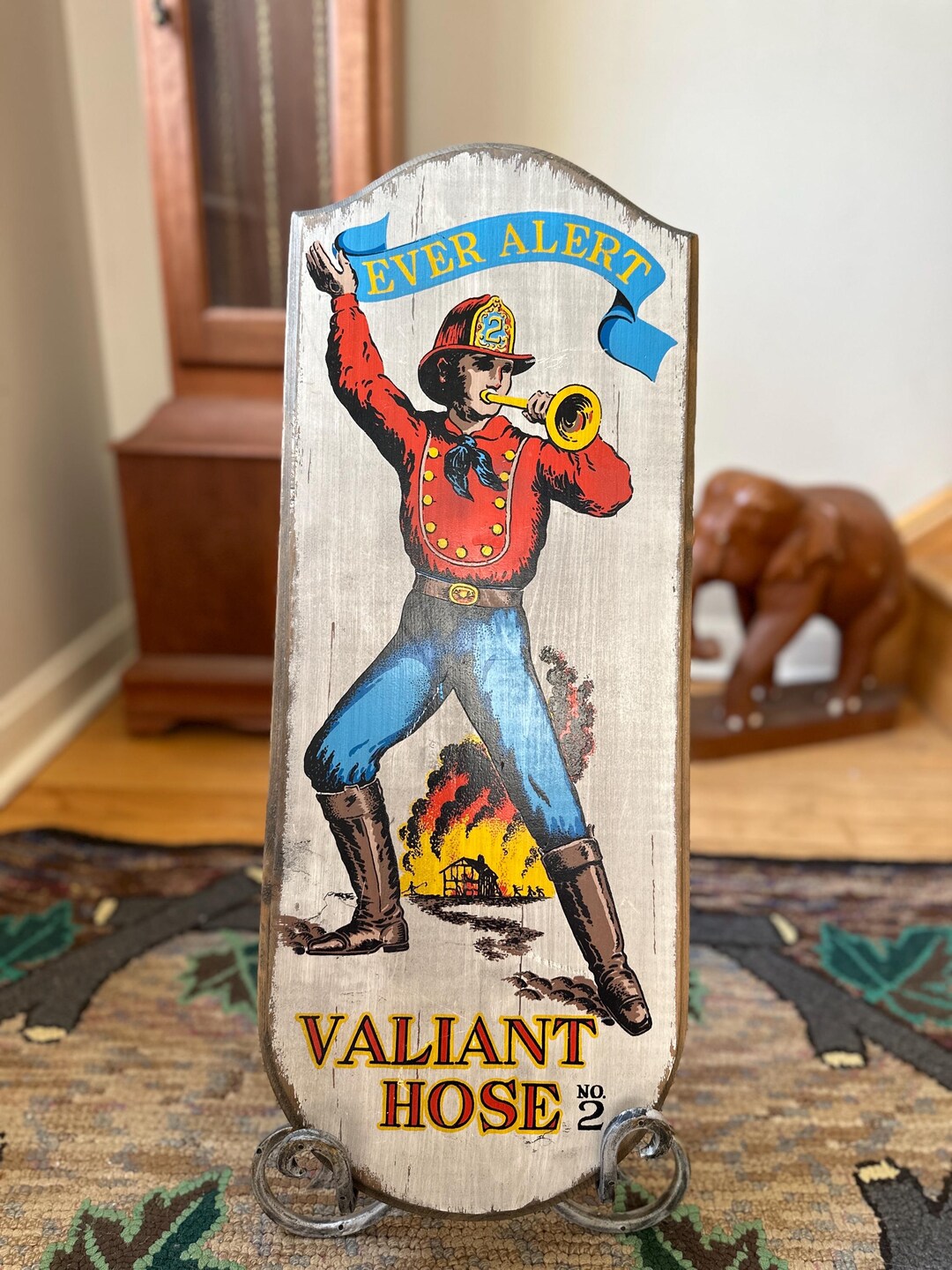 Vintage Wooden Fireman Sign Yorkraft Inc. Pennsylvania Dutch | Ever ...