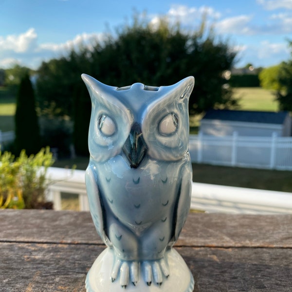 Vintage Porcelain Owl, Blue and White Mini Owl Figurine / Vase Blue and White Owl | Made in Germany